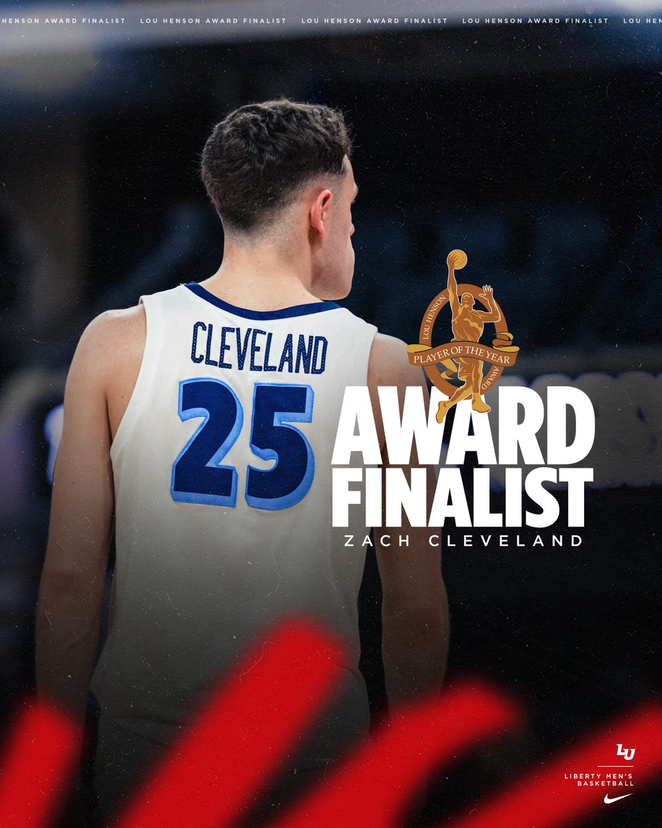 Liberty Men's Basketball (@libertymbb) on Twitter photo Among the best in the nation π₯
Congrats to <a href="/Zachcleve33/">Zachary Cleveland</a> on being a finalist for the 2024-25 Lou Henson Award, given annually to the top player in mid-major college basketball!
π°: alturl.link/pVMiL Among the best in the nation π₯
Congrats to <a href="/Zachcleve33/">Zachary Cleveland</a> on being a finalist for the 2024-25 Lou Henson Award, given annually to the top player in mid-major college basketball!
π°: alturl.link/pVMiL