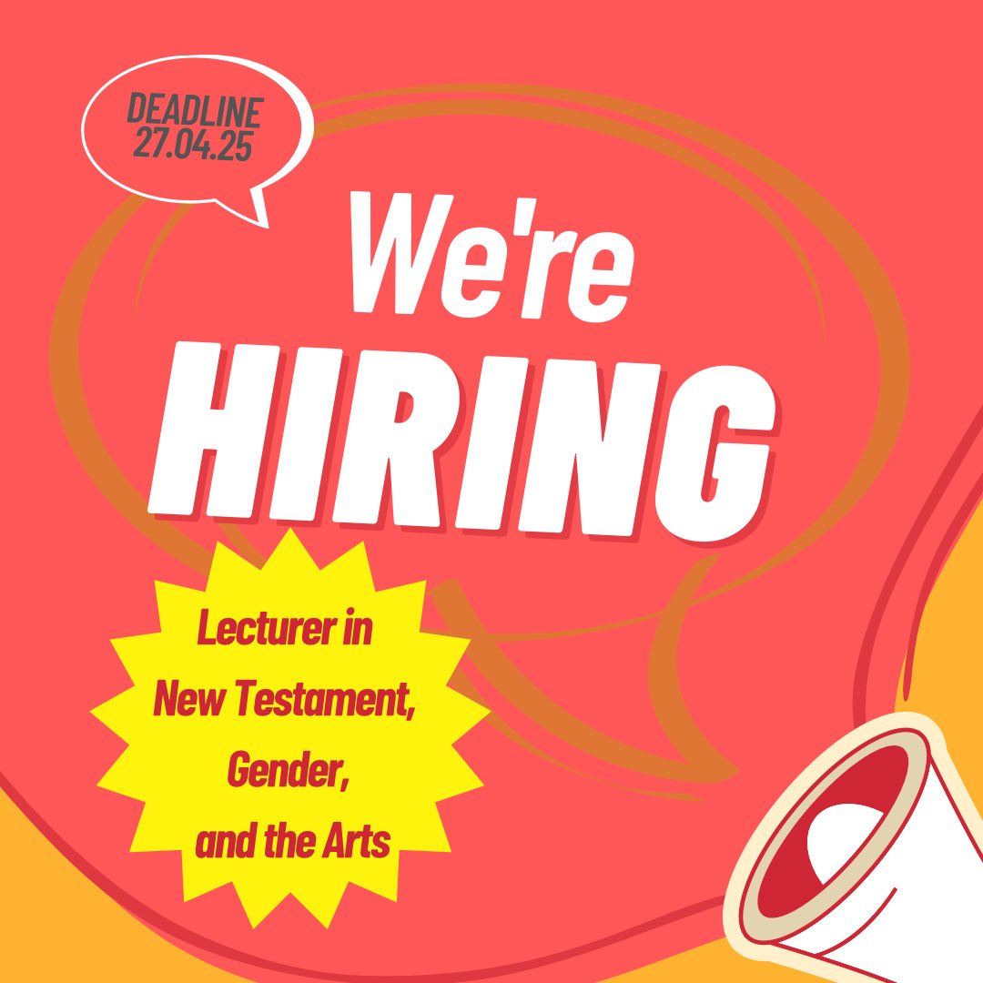 🔈 JOB ALERTS!!! 🔈 
The Department of Theology and Religious Studies at King's College London is seeking to appoint three new roles: Lecturer in Hebrew Bible, Lecturer in Religion, Politics and Ethics and Lecturer in New Testament, Gender and the Arts.
Deadline: 27th April 2025