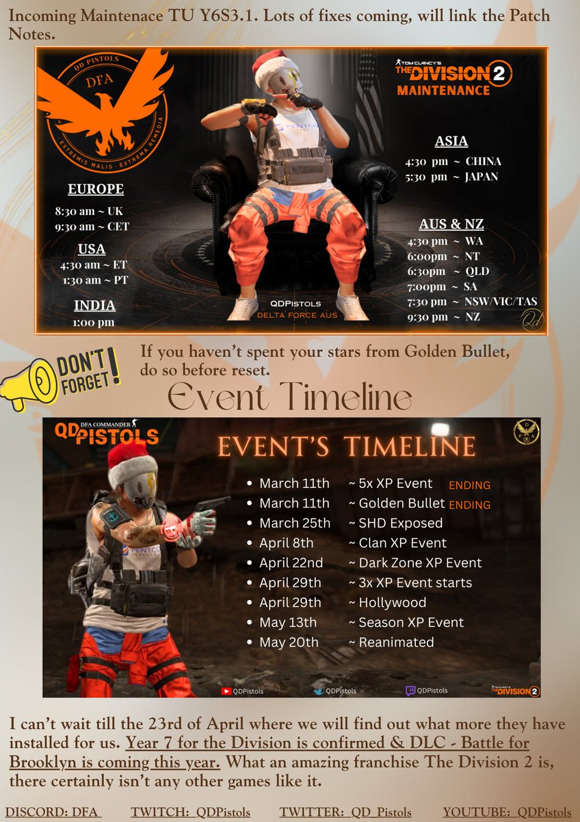 **QD's Weekly News !!!**

Let's have a look at what's happening this week in Division 2

Patch Notes
trello.com/c/3w3c6nUV

<a href="/TheDivisionGame/">Tom Clancy's The Division</a> #TheDivision2