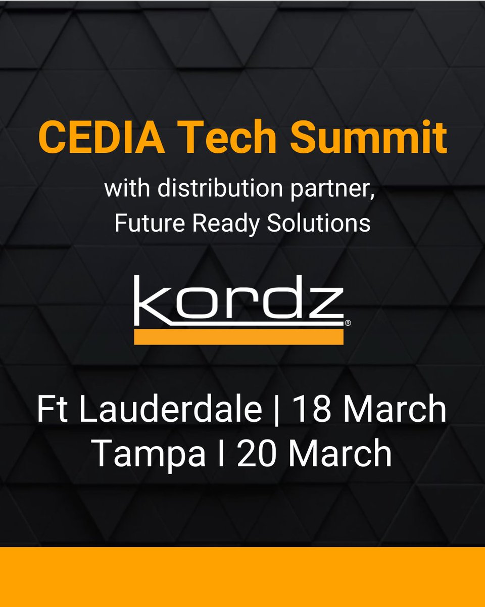 American friends 🇺🇸 if you're in Florida this week, come and visit us alongside our U.S. distributor, Future Ready Solutions, at the CEDIA Tech Summits in Ft Lauderdale on March 18th and Tampa on March 20th!