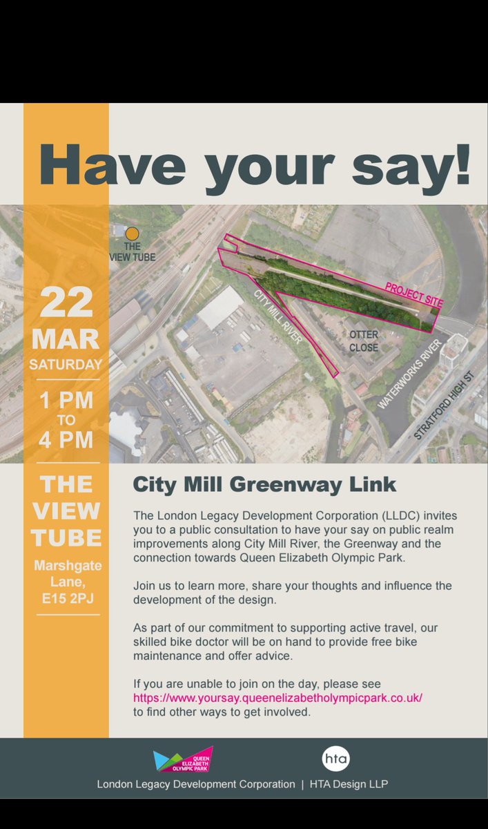 Viewtubebikes will be running a doctor bike on the 22nd of March 1pm till 4pm  there will also be a drop in consolation about Greenway / City Mills river improvements coming up..
<a href="/noordinarypark/">Queen Elizabeth Olympic Park</a>