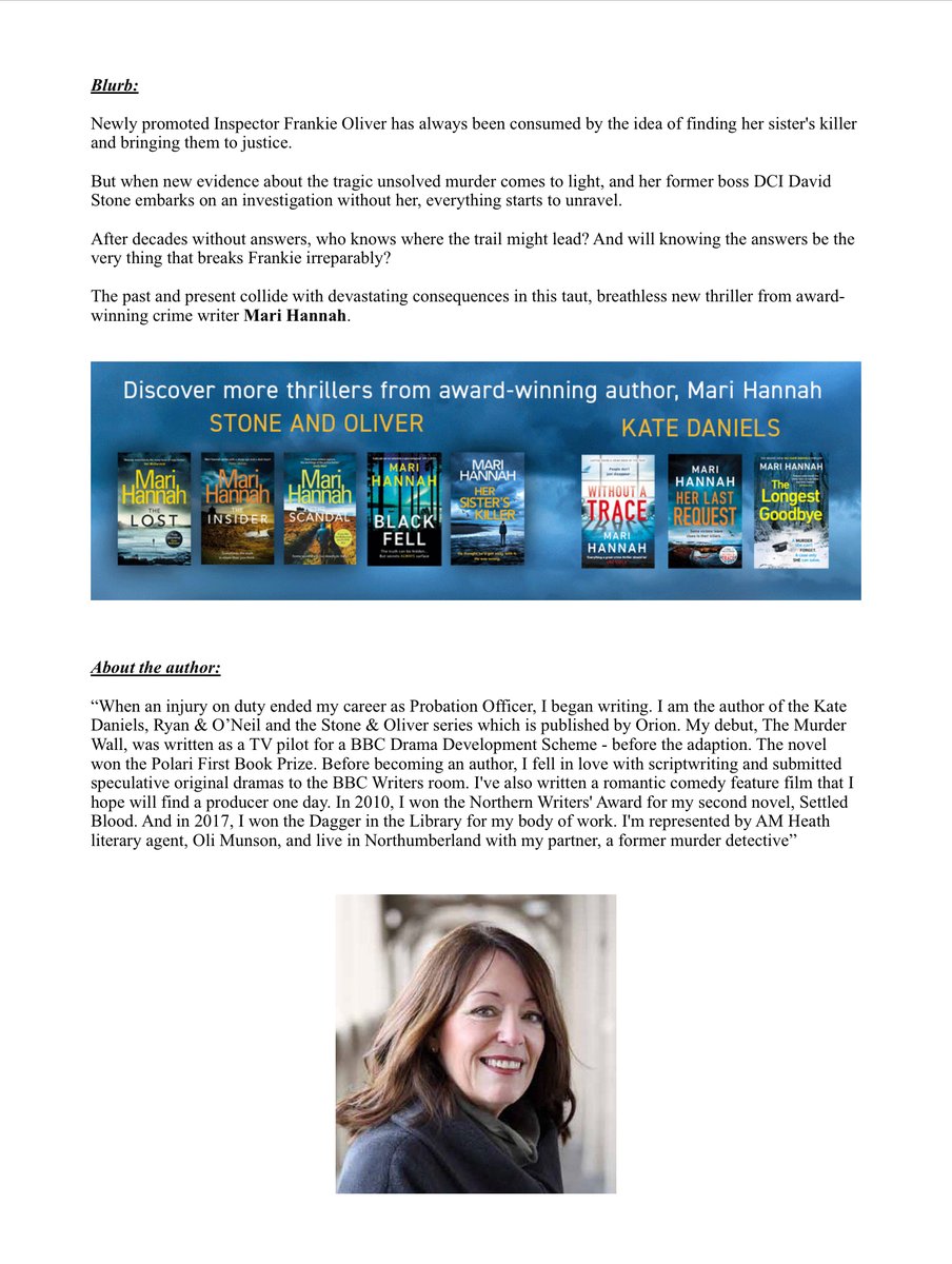MiriamLSmith3's tweet image. It’s my turn on the blog tour for Mari Hannah’s 5th book in her Stone and Oliver #PoliceProcedural series set in #NEEngland

Read my thoughts below on #HerSistersKiller for @RandomTTours

#AMothersMusingsSunderland #AMakemMothersMusings @mariwriter @orionbooks #ChildTrafficking