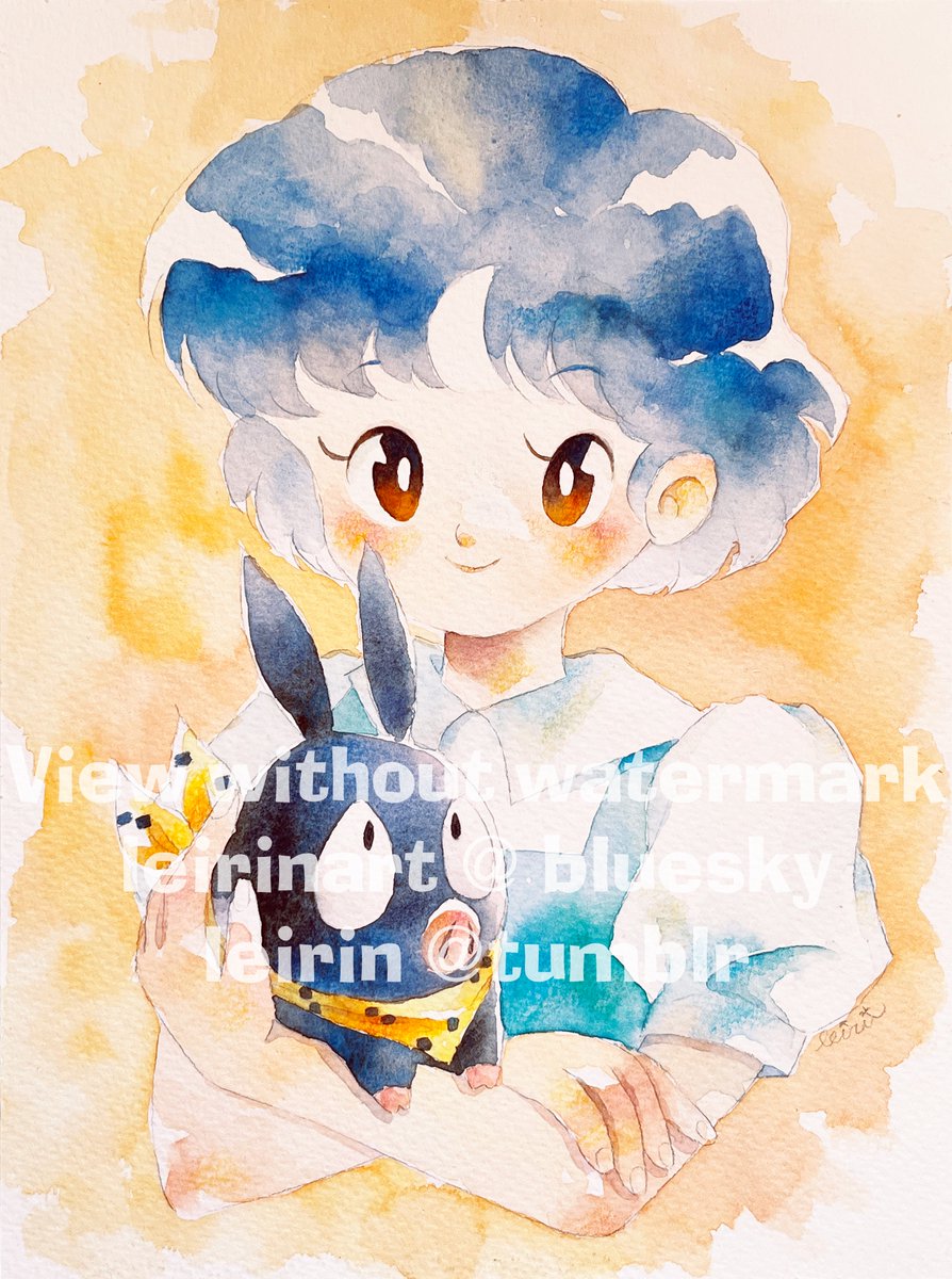 leirinart's tweet photo. Both the Akane and Russell watercolor originals are available to own! (Link in replies) https://t.co/m0HaLwlvMS