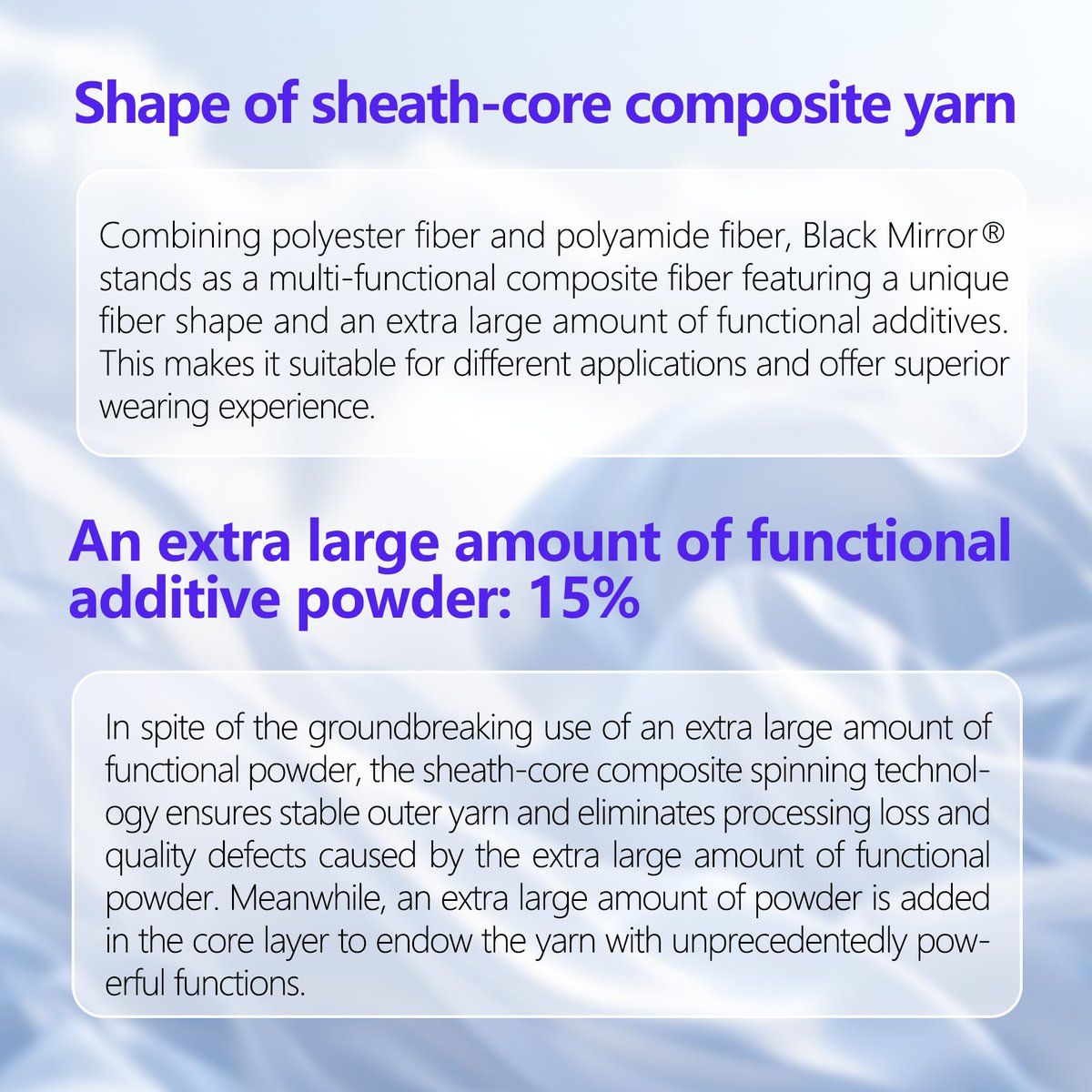 smilytex's tweet image. 🍀Black Mirror®: Textile Revolution in 2 Breakthroughs

❶ Sheath-Core Yarn Redesign

❷ 15% Functional Additive Power

Innovation where skin meets science.
#TextileTech #FunctionalFabrics