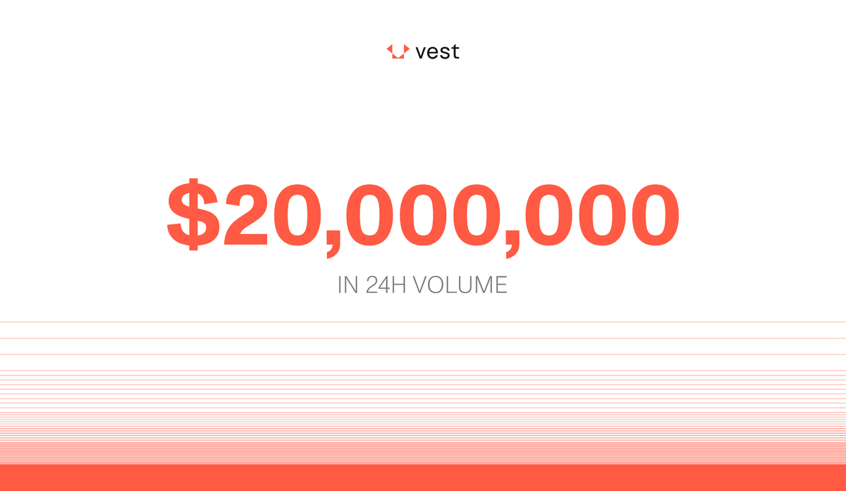 VestExchange's tweet photo. Vest Exchange just surpassed 20M in 24h volume!

Thank you to everyone supporting and trading with us––this is just the beginning. https://t.co/RmfIxwgLzM