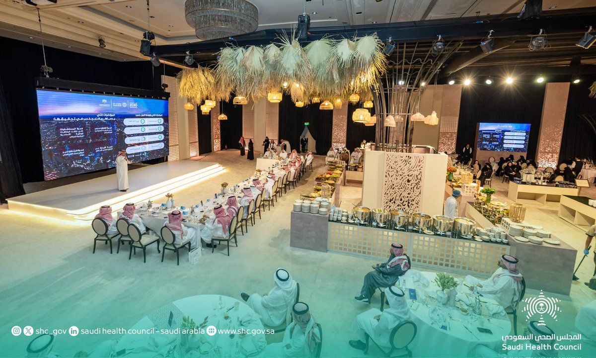 Nahar_Az's tweet image. تشرفنا بحضور معالي رئيس #المجلس_الصحي_السعودي أ. فهد الجلاجل @FahadAlJalajel ، وأصحاب المعالي والسعادة في الإفطار السنوي “المجلس يجمعنا” بأجواء تجسد قيم التآخي والتواصل، نشكر معاليه على دعمه ومتابعته المستمرة وتكريمه القائمين على أبرز المشاريع والمبادرات المتميزة للمجلس لعام ٢٠٢٤