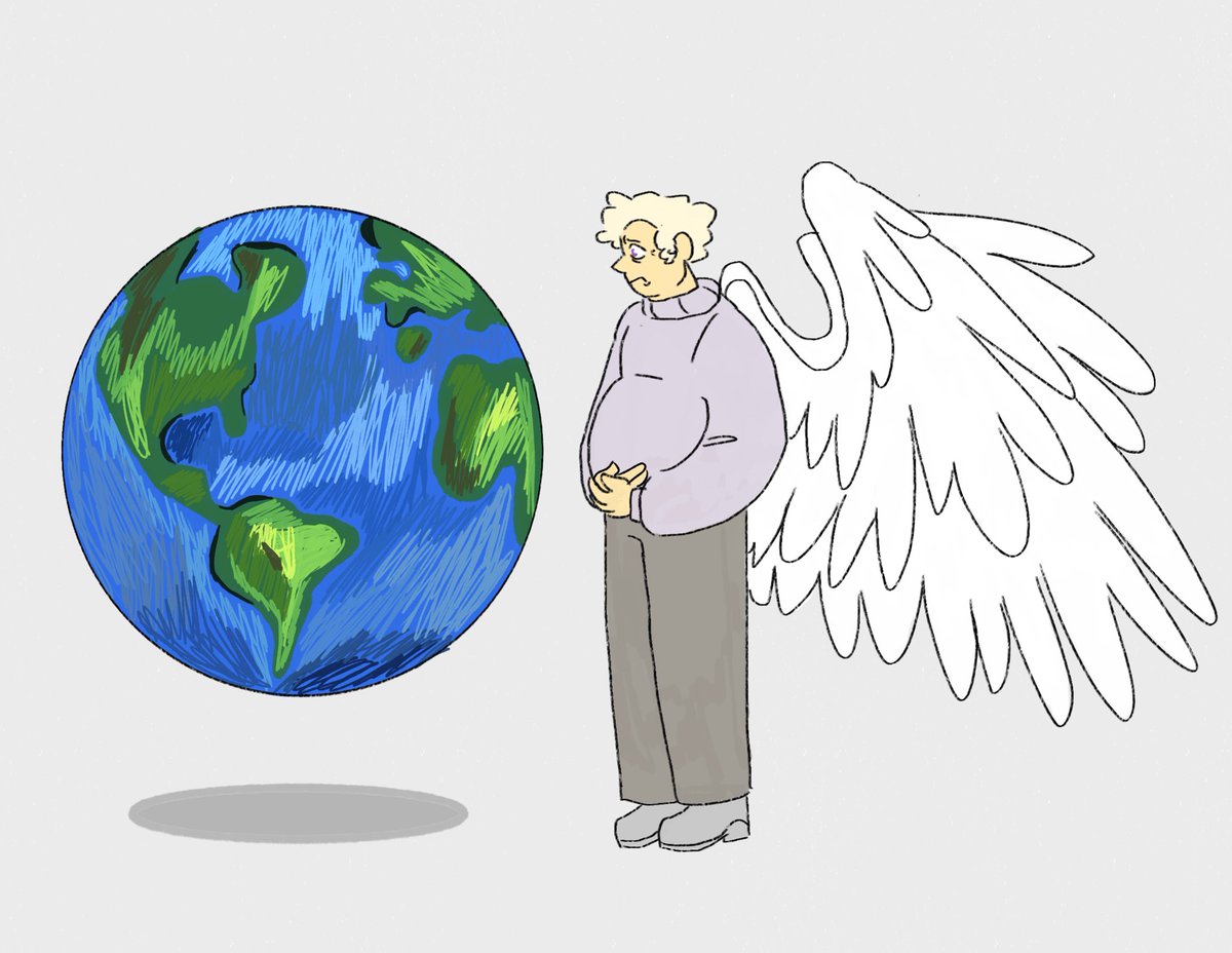 Concept thing from a fic im writing where Aziraphale carries the second coming