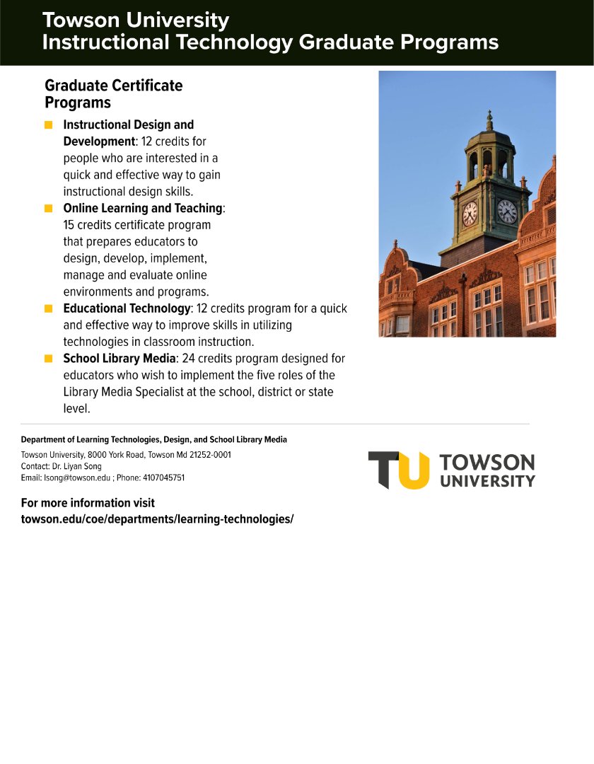 Join the upcoming webinar to learn more and check out the other programs listed that Towson University has to offer! #towsonuniversity #educationaltechnology