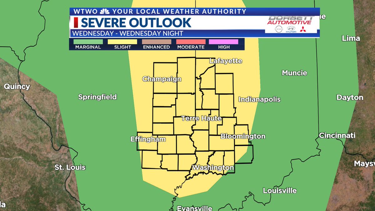 Will need to keep an eye on Wednesday evening.  All of the area now under a SLIGHT RISK for Wednesday evening and early night.  Timing is looking like between about 4p ET - 11p ET.