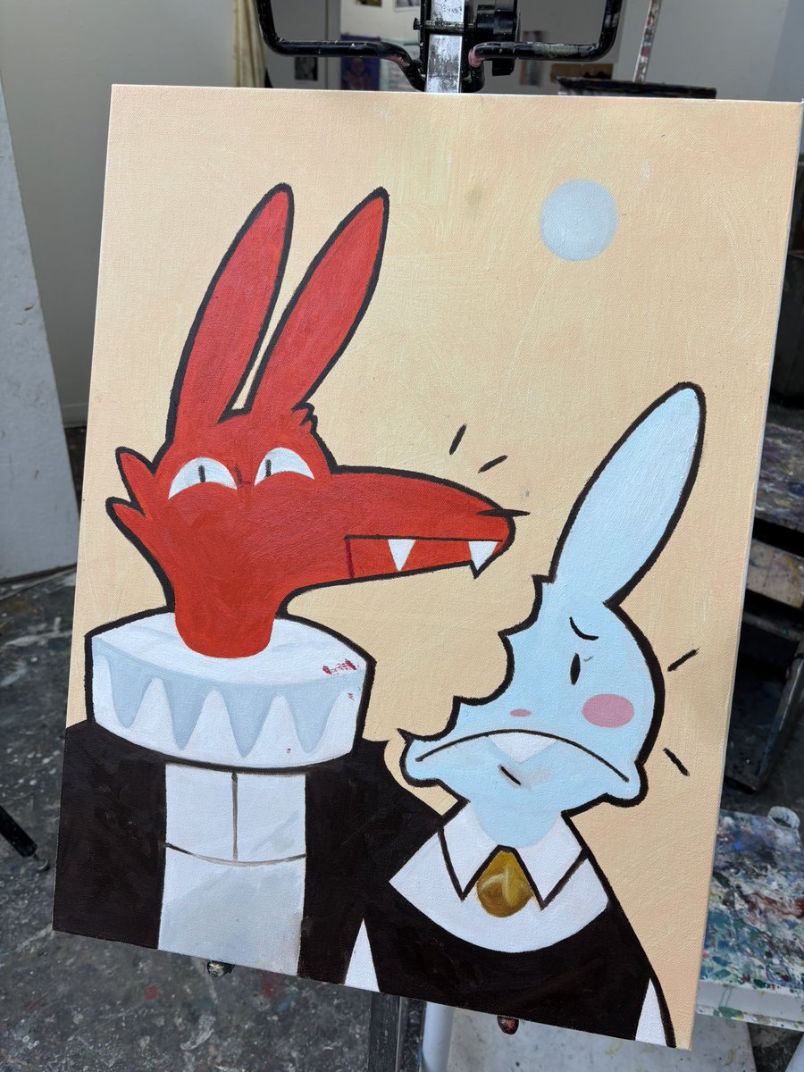 settler &amp; his wife, 18 x 24, oil on canvas