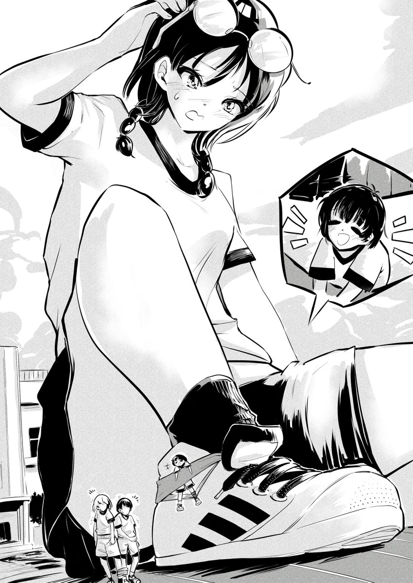 When it's time for the three-legged race, and your giant friend has to make it work somehow (hopefully, without shaking too much)~ #giantess #sizedifference #SizeTwitter