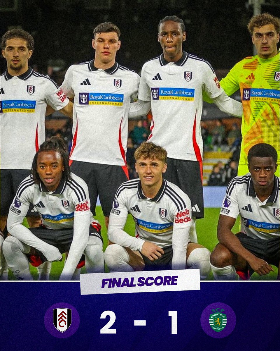 INTO THE SEMI-FINALS 🏆

Callum Osmand’s Fulham U21s come from behind to beat Sporting CP, and in doing so, seal their place in the Semi-Final of the Premier League International Cup. 🌍💥

#FFCU21 | #FulhamFC | #PLIC