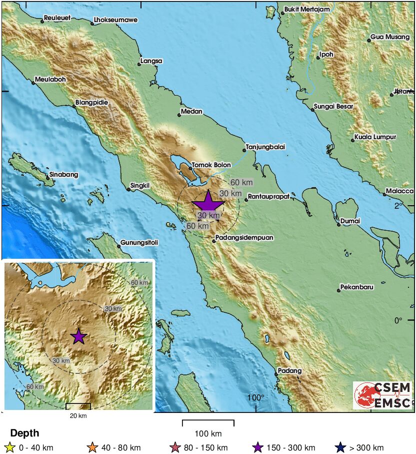LastQuake's tweet photo. #Earthquake (#gempa) confirmed by seismic data.⚠Preliminary info: M5.5 || 75 km W of #Rantauprapat (#Indonesia) || 8 min ago (local time 05:23:47). Follow the thread for the updates👇 https://t.co/K52N4e0jD3