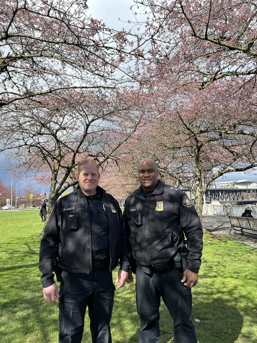 I absolutely love when the cherry blossoms come out. Assistant Chief Lovell and I spent an hour walking along the beautiful waterfront talking with community members. The positive interactions give me so much hope for the future.