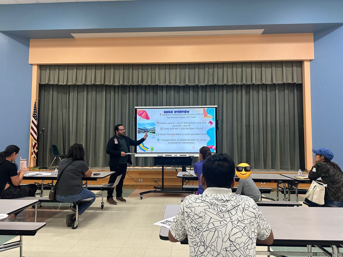 Huge shoutout to Cesar Moreira (<a href="/ESLTeacherFBISD/">Cesar Moreira-Newcomer Coordinator</a>) our Newcomer Student Support Coordinator, for hosting ESL and Bilingual Summer School parent information sessions!