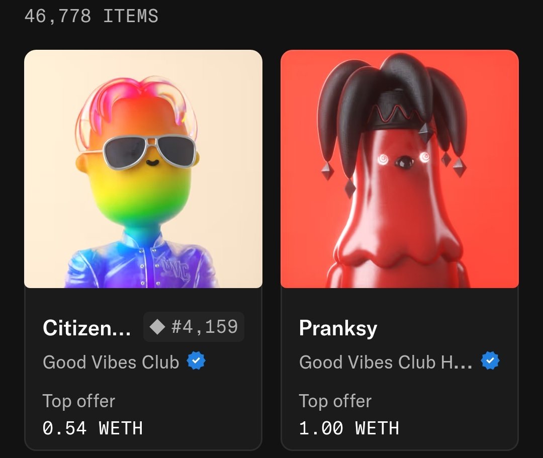 Thought I missed out on @GoodVibesssClub entirely, but it turns out all honoraries were airdropped a single JPEG from the main collection. You love to see it, I never did get a <a href="/BoredApeYC/">Bored Ape Yacht Club 🍌</a> honorary, I made it this time though mum.