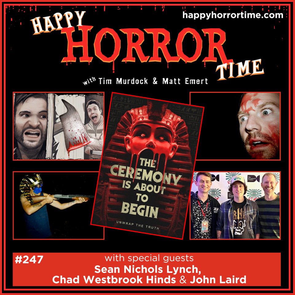 HappyHorrorTime's tweet photo. 🧠 NEW INTERVIEW 🧠

SEAN NICHOLS LYNCH, CHAD WESTBROOK HINDS & JOHN LAIRD, Creators of “The Ceremony is About to Begin”

Tune in to hear all about making this new found footage horror film, where the idea came from and what inspired the core characters, and stay for our spirited discussion on found footage and cult-inspired horror films! 🎬

Check out “The Ceremony is About to Begin” on Prime Video, Fawesome, and other digital platforms.

And scroll to the comments for links to this interview! ⬇️