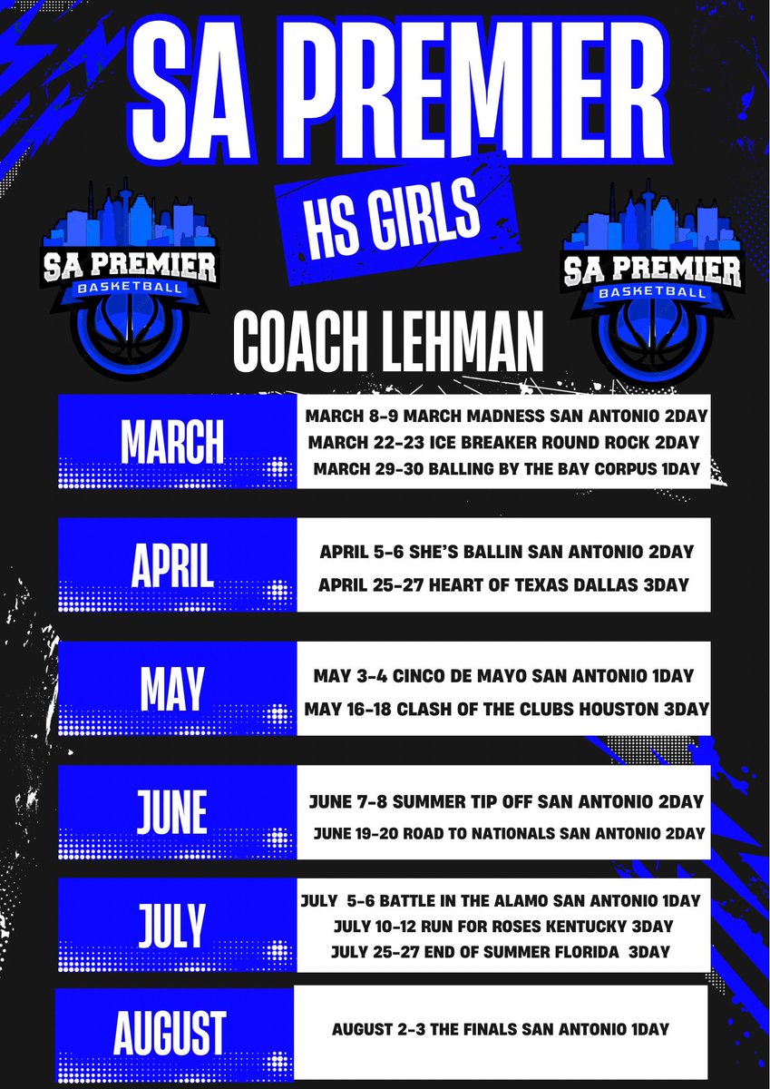 🏀Schedule is out!! 
Mark your calendars 🗓️ 
#1 #classof2027 #sapremier