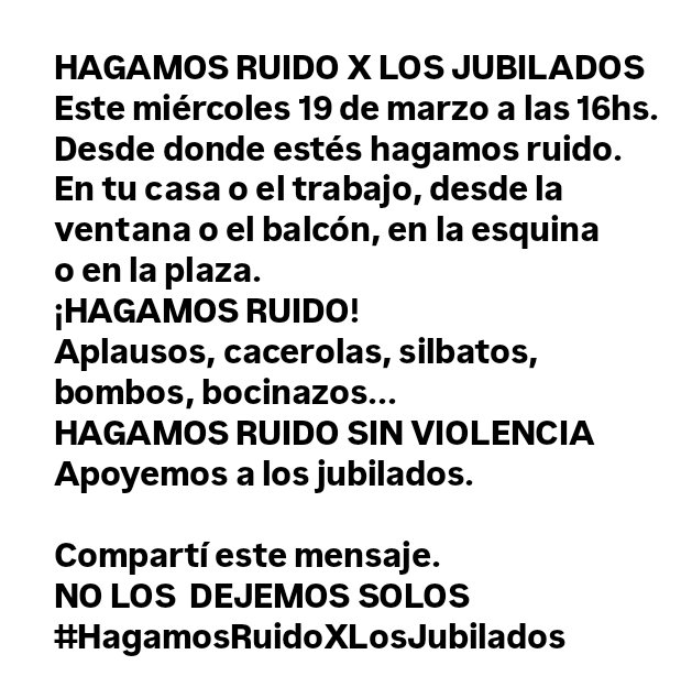 #HagamosRuidoXLosJubilados #jubilados #miércoles #abuelos