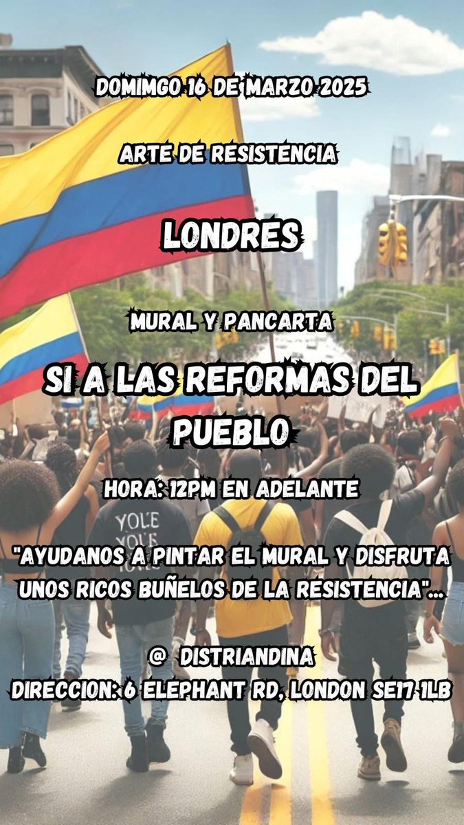 Wayunkerra's tweet photo. Desde Nueva York, Londres, Madrid, la  #ColombianidadEnElExterior activada! 🇨🇴🔥

Que no vivamos en Colombia es consecuencia de las pésimas políticas sociales que hay en Colombia, expulsándonos a vivir lejos de nuestras familias, y que hoy unos pocos políticos se empeñan en mantener.

#ALaCalleEste18 
#18MALasCalles
#ConsultaPopularYa