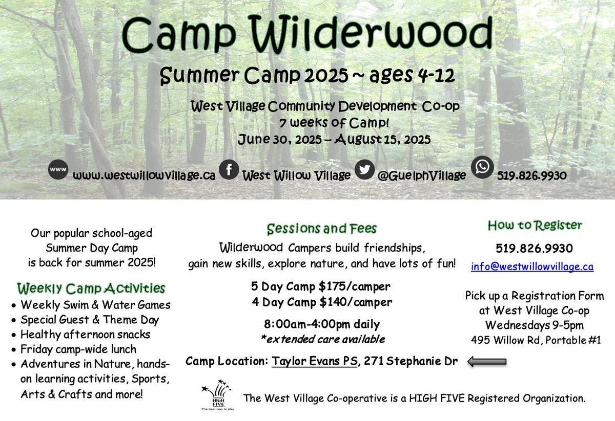 GuelphVillage's tweet photo. #Summer #Camp Registration is now open! Same great programming and fun learning experiences in a different location! 519 826 9930 info@westwillowvillage.ca
@MitchellWoodsPS @TaylorEvans_PS @stpetersaints @WestwoodUGDSB @FalconFeat @GatewayDrivePS @paisleyroadps @stjosephguelph https://t.co/nruqkKsDex
