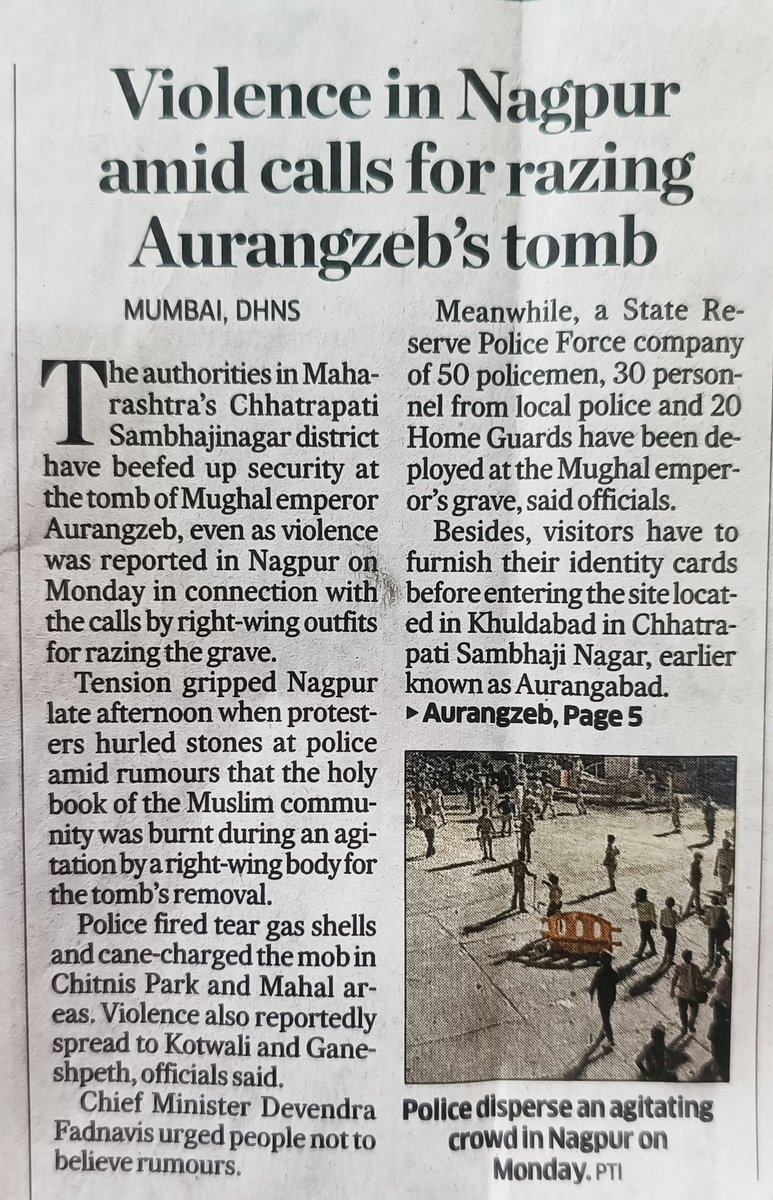 MaqbulBashaH's tweet image. Violence in Nagpur over calls to raze Aurangzeb’s tomb. 
Focus on real issues like infrastructure, education, healthcare &amp;amp; economic growth. Progress comes from policies that improve lives, not historical disputes. #Development #RealIssues
@ShayarImran