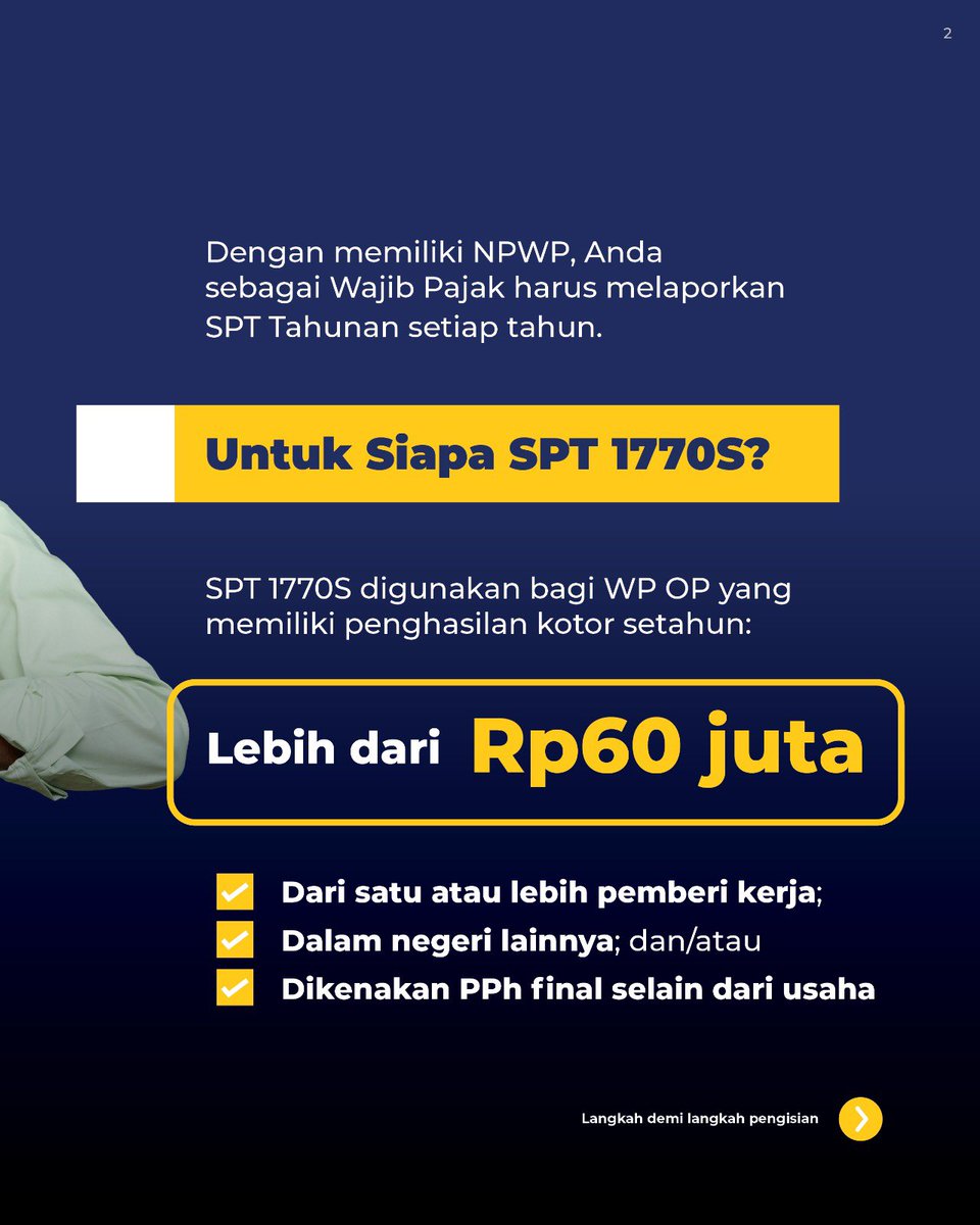 Lapor SPT Tahunan Sekarang

#KawanPajak, lapor SPT Tahunan lebih awal Lebih nyaman tanpa harus antre di akhir waktu.

Untuk melaporkan SPT Tahunan, #KawanPajak bisa mengkses e-Filing. 
Simak langkah-langkah pelaporan SPT 1770S untuk Orang Pribadi dengan penghasilan bruto setahun