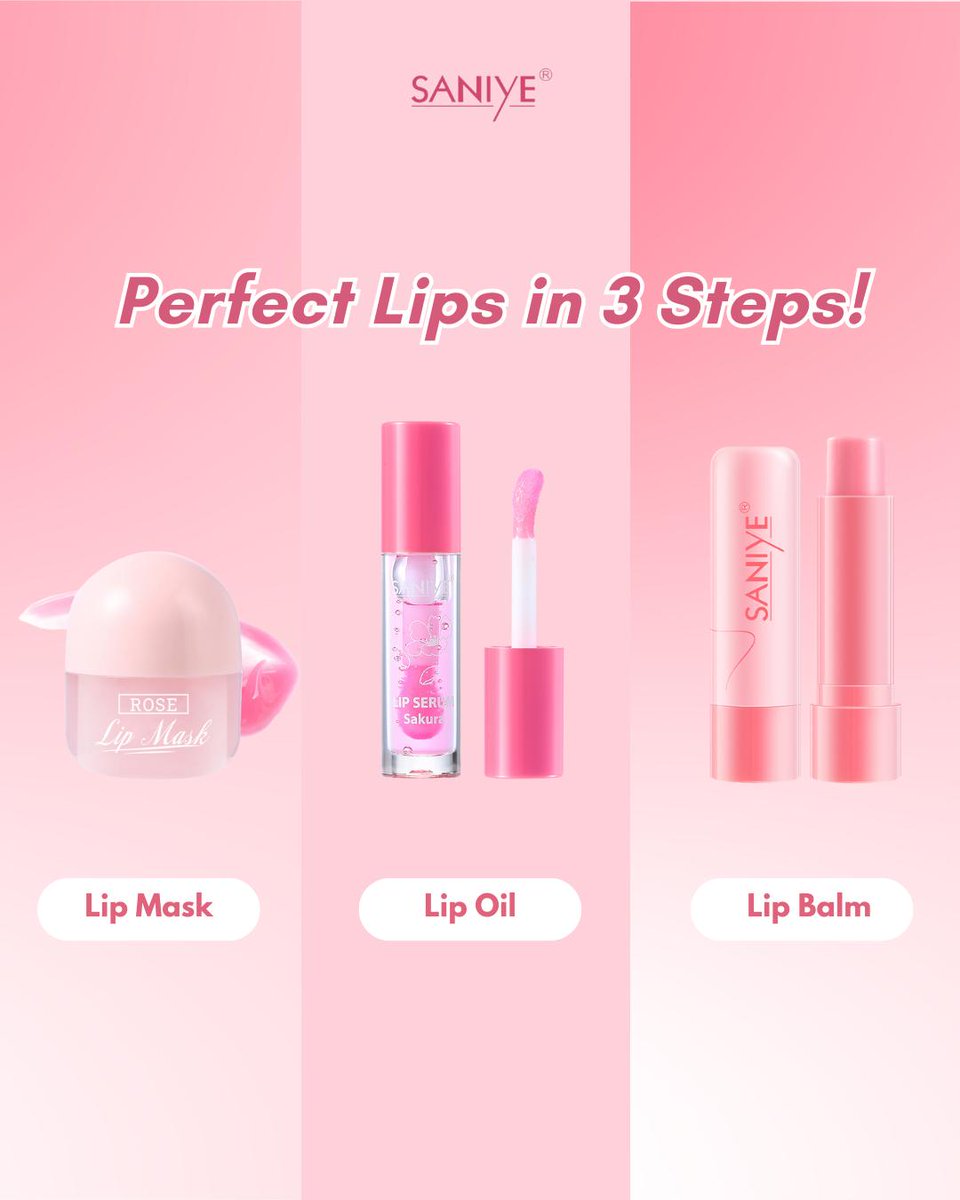 saniye_official's tweet photo. 3 Step Lip Care yang wajib kamu lakuin!!
Biar bibir kamu tetap sehat dan ga kering saat puasa🌟💯

#SaniyeCosmetics #BeautyFromWithin #CantikDenganSaniye https://t.co/th8h8kH9IG