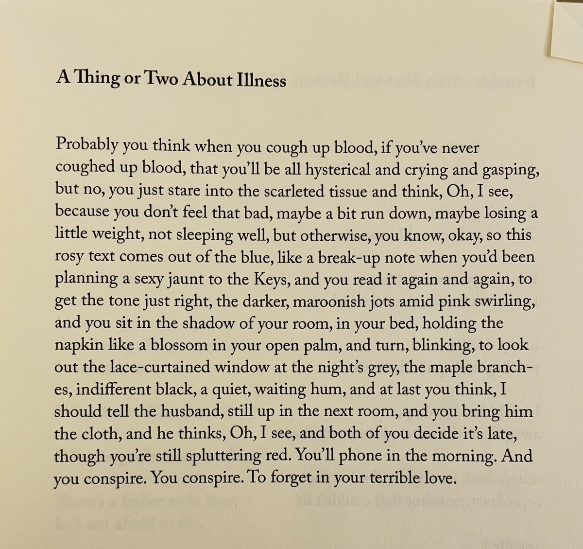 susanlleary's tweet image. THIS poem from Susan Azar Porterfield’s VOICE / POEMS, forthcoming from Trio House Press. 💙

Oh, those last few lines.

@azarcole @triohousepress