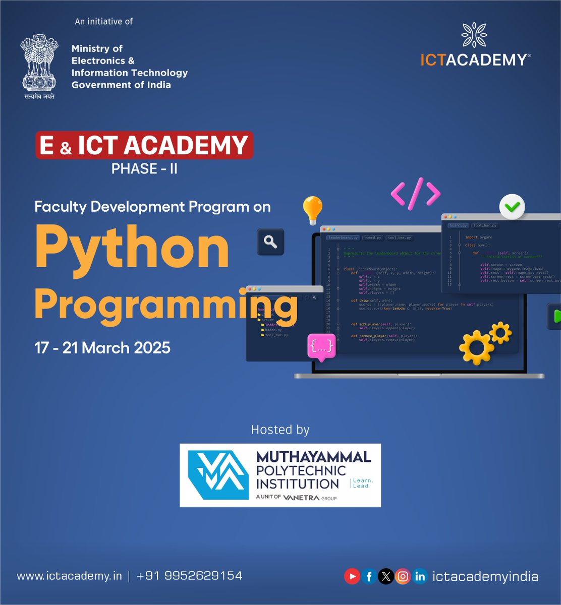 VanetraMuthaya2's tweet image. 🎙️ Happening Now! 🎙️
Our FDP on Python Programming is live! 🚀
Educators from across institutions are joining to upgrade their skills in Python coding, data handling, and real-world applications.
#PythonFDP #TechForEducators #MPTI #ICTAcademy #vanetra