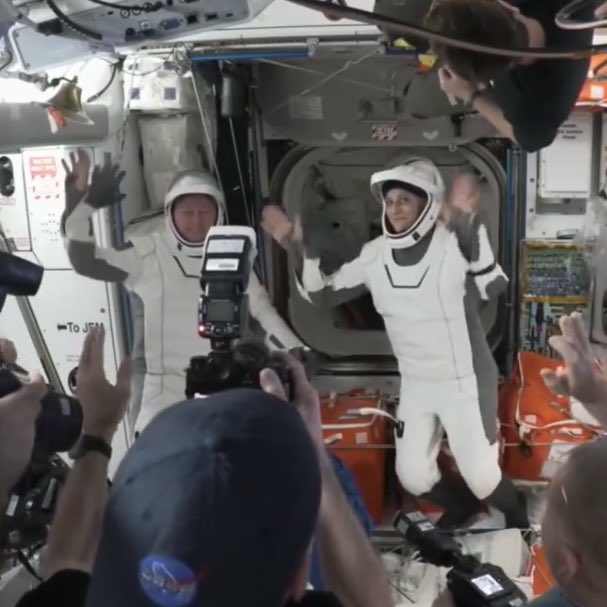MosheDe_'s tweet photo. Astronauts Butch Wilmore and Suni Williams are now wearing SpaceX Spacesuits as they return to Earth aboard Crew-9’s Dragon spacecraft. They began their mission to space on Starliner, wearing Boeing Spacesuits.

This will be their fourth different type of spacecraft to fly on. Both Butch and Suni have previously traveled in space on the Space Shuttle, Soyuz, Starliner, and now Crew Dragon.