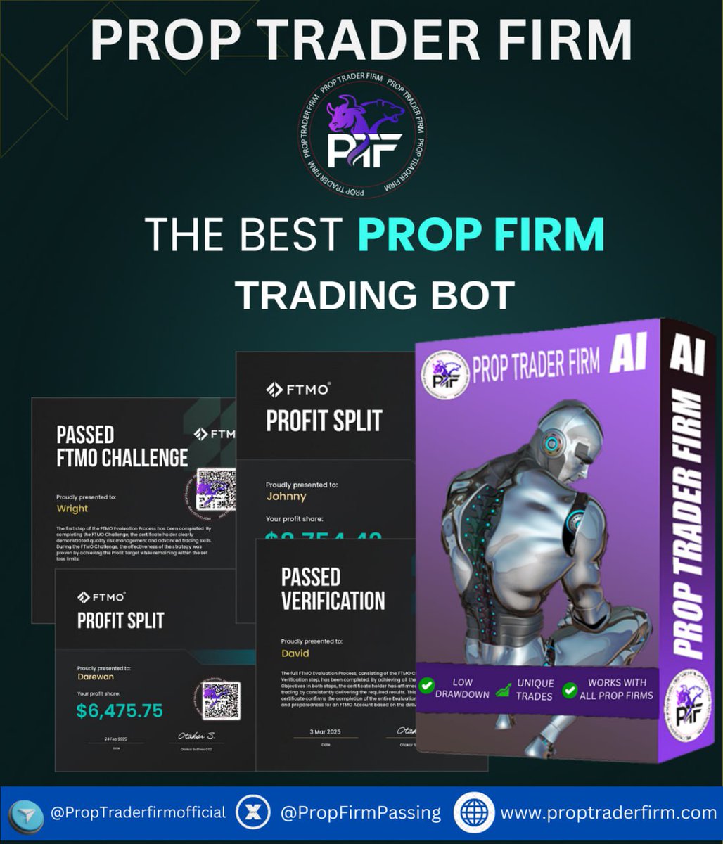 ✔️ FTMO Challenge Passed
✔️ Profit Split Received
✔️ Verification Passed

🌟 Get Funded &amp; Start Earning Today! 🌟

📢 Join Now:
🔹 Telegram: @PropTraderfirmofficial
🔹 Website: proptraderfirm.com