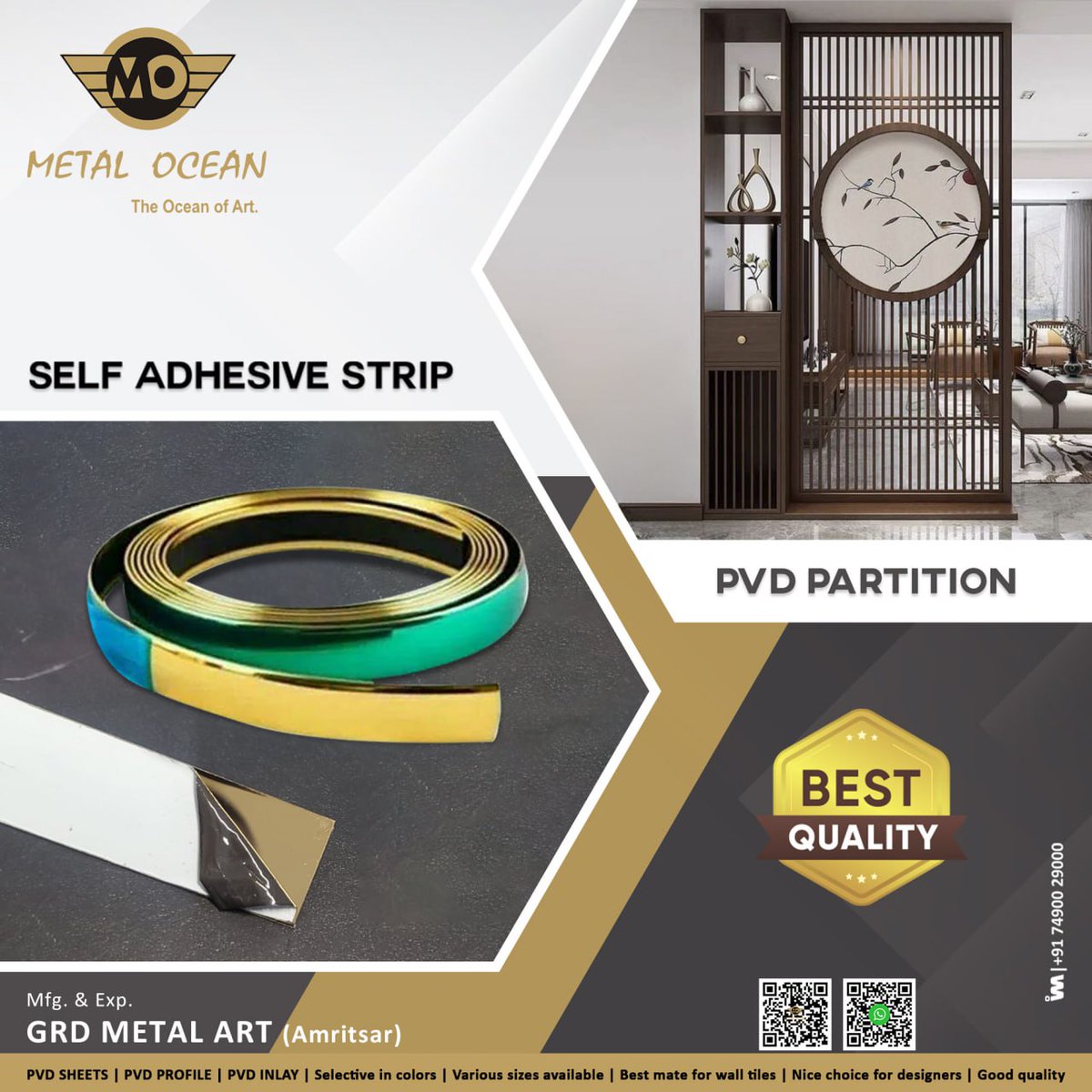 ibais_hardware's tweet photo. GRD METAL ART (AMRITSAR)

For enquiry via WhatsApp click:
https://t.co/TU7CUvOMLn

Mr. Simranjit Singh - 97818 28236 
#pvdcoatedstrip #pvdprofile #tprofile #pvd #pvdstrip #homedecor #hardware #banding #pvdinlay #pvdcoating #metalprofile #b2bplatform
.
@ibais_hardware https://t.co/iirD0VYRnU