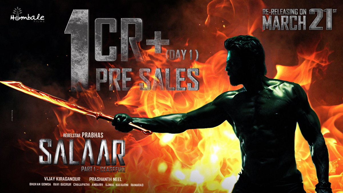 SureshPRO_'s tweet photo. #Salaar re-release is making waves, crossing 1 Cr in advance bookings. Set to be one of the biggest openers for re-releases and the biggest for #Prabhas

#SalaarReRelease
#SalaarReReleaseOnMarch21st https://t.co/Y1Jhf5zKtZ