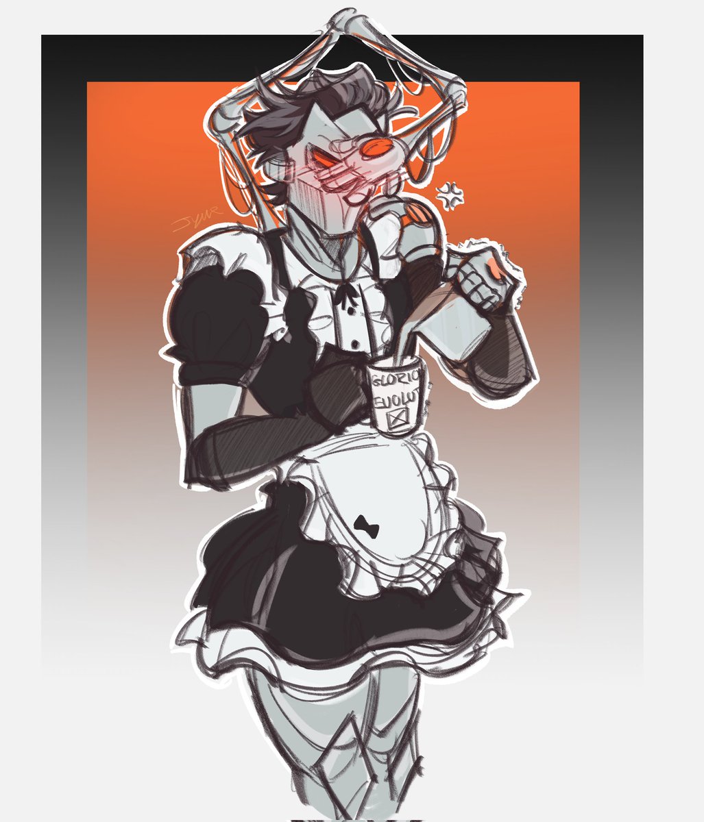 silly maid outfit biktor doodle #Viktor #machineherald