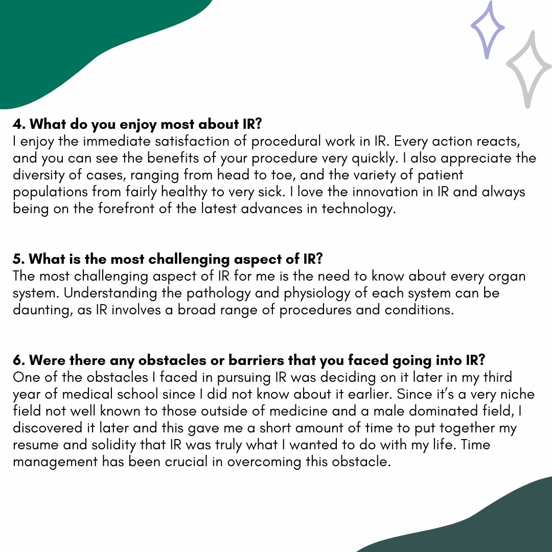 "I love the immediate satisfaction of procedural work in IR—every action has a reaction, and you see the benefits right away." – <a href="/aeshapatel/">Aesha Patel</a> @vir_rush Interviewed by @miramalavia and produced by MSC WIR Chair @ashleylamba1 #twittIR #radchicks #radtwitter #WomenInIR