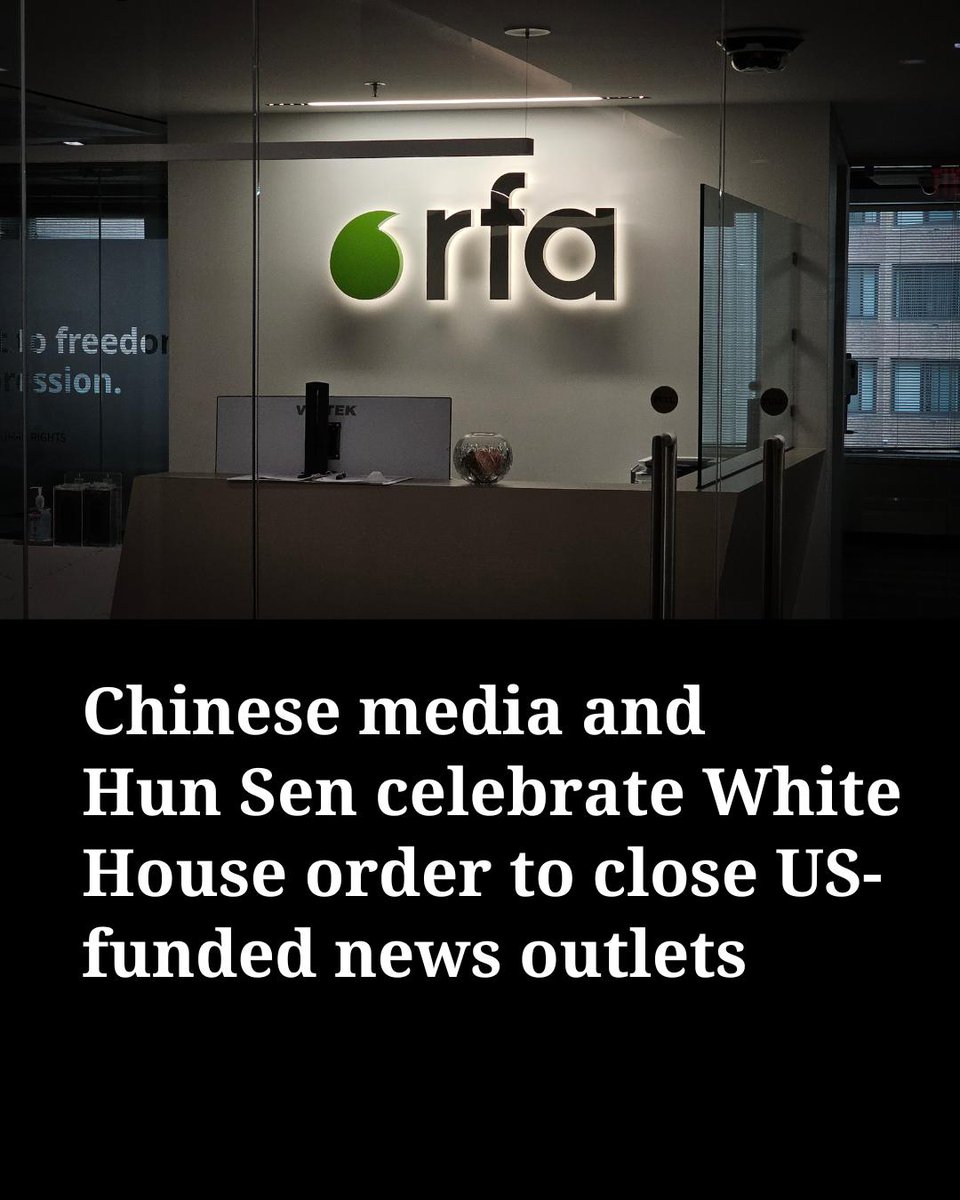 RadioFreeAsia's tweet photo. Representatives of closed Asian societies without free press on Monday welcomed the U.S. administration’s decision to halt broadcasts by Voice of America and freeze funding to Radio Free Asia, while democracy activists and dissidents expressed disbelief and dismay. 

#China #RFA https://t.co/HoXDK1Uo5d