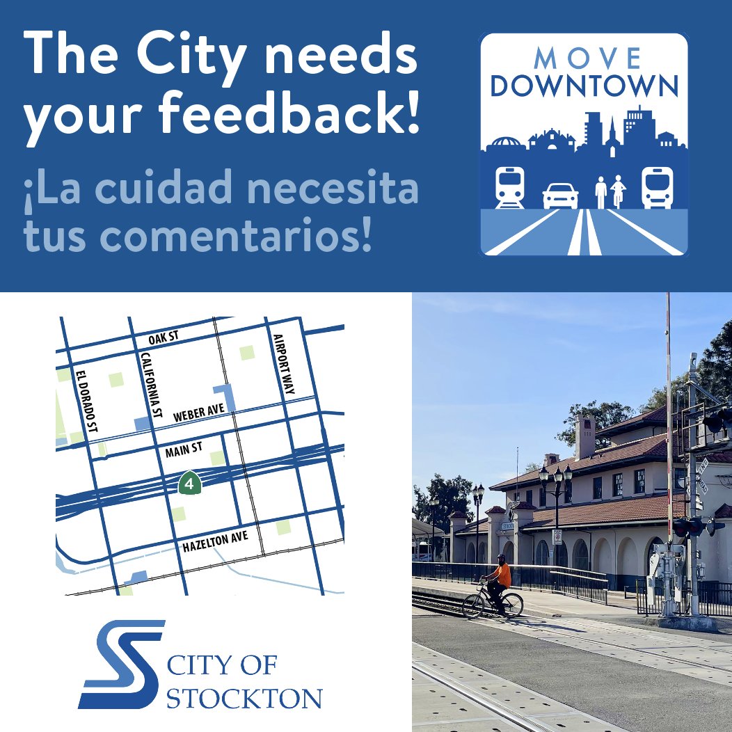 👋 ¡Hola, Ciudad de Stockton! La ciudad necesita tus comentarios para crear una visión unificada de uso del suelo y transporte para el centro de Stockton. 🏡🛣️ ¡La encuesta Move Downtown n.° 1 ya está activa y lista para recibir comentarios! Haz clic->📲 bit.ly/4kskcIa