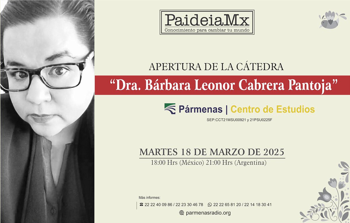 Los invitamos a la presentación y apertura de la cátedra “Dra. Bárbara Leonor Cabrera Pantoja” en Pármenas Centro de Estudios.

##bárbaracabrera #2025añodebárbaracabrera