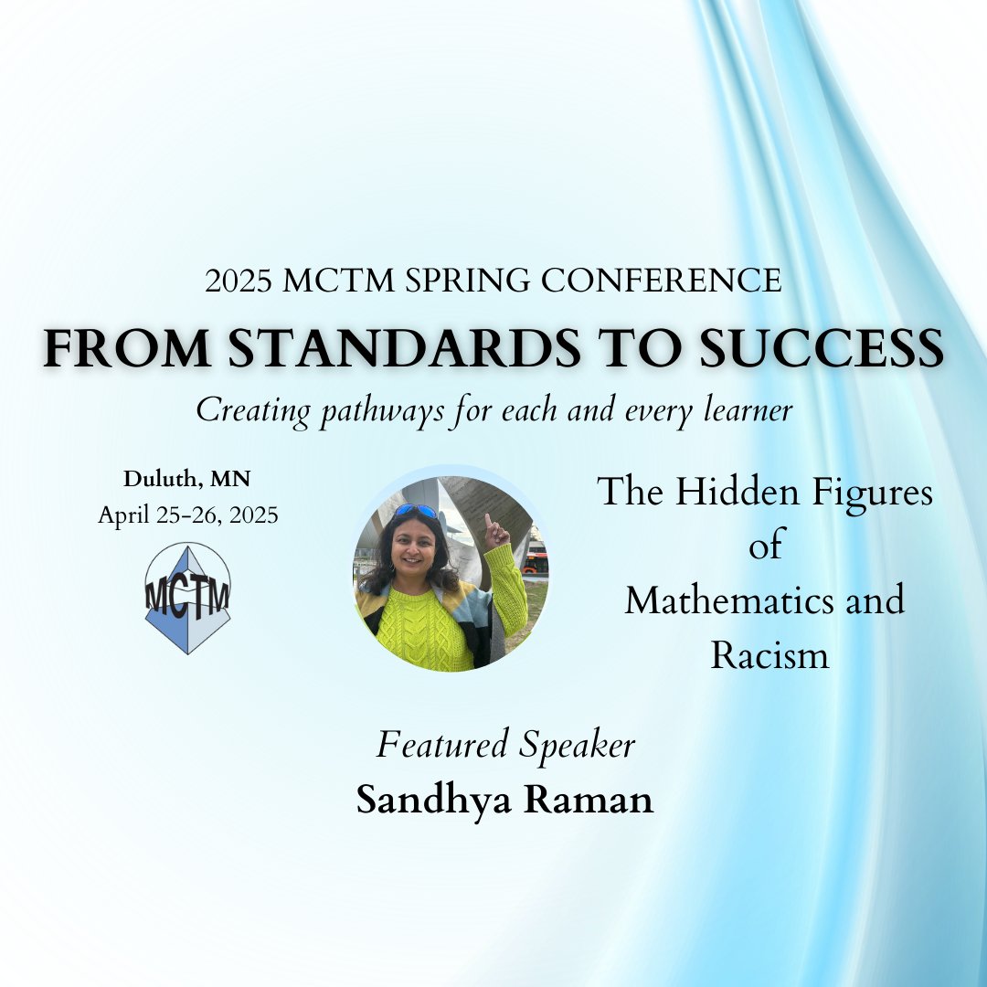 MCTM (@mctm_mn) on Twitter photo Join <a href="/sandyraman/">Sandhya Raman</a> at MCTM. Attendees will see how bias, micro-aggressions and racism may surface in our learning realms and what strategies and measures can be in place to ensure the learning environment stays free of them. Learn more and register here mctm.org/2025-Spring-Co… Join <a href="/sandyraman/">Sandhya Raman</a> at MCTM. Attendees will see how bias, micro-aggressions and racism may surface in our learning realms and what strategies and measures can be in place to ensure the learning environment stays free of them. Learn more and register here mctm.org/2025-Spring-Co…