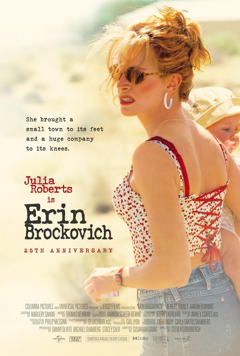 Happy 25th anniversary to Steven Soderbergh’s “Erin Brockovich”!
The film received 5 nominations at the 73rd Academy Awards and Julia Roberts won for Best Actress.
The real Erin Brockovich and Edward L. Masry had cameos in the film.
#JuliaRoberts #ErinBrockovich #ErinBrockovich25