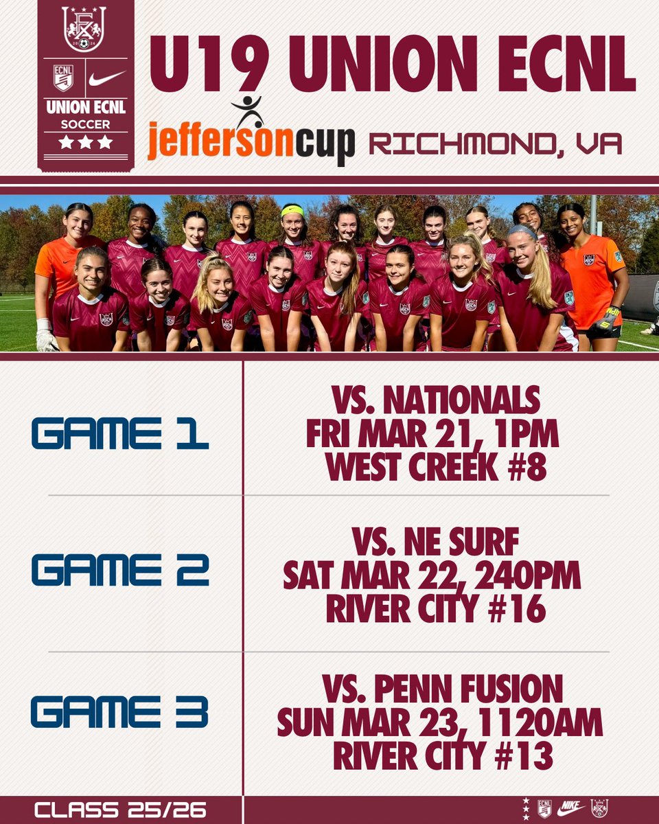UnionECNL's tweet photo. Looking forward to @jeffersoncup this weekend https://t.co/VBvI5zjKoP