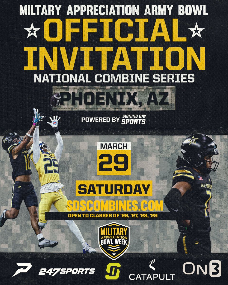 Thank you <a href="/USArmyBowl/">Military Appreciation Bowl Week</a> for the camp invitation!