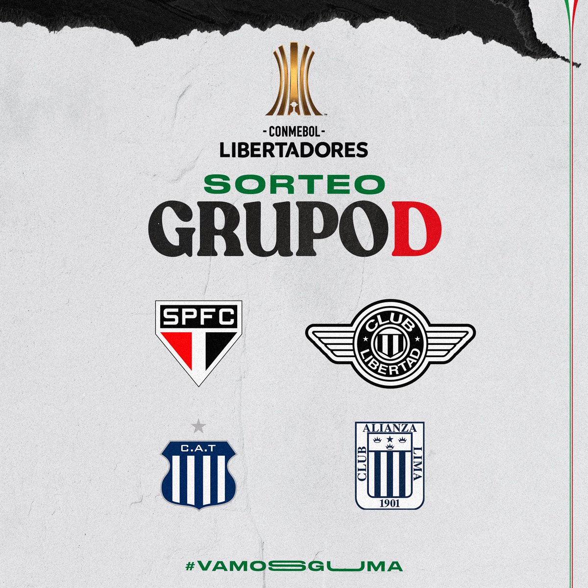 🔛 ¡GRUPO D! 

De esta forma queda conformado el LIBERTAD para la disputa de la CONMEBOL #Libertadores 🏆🏁

#VamosGUMA 
#LibertadEsFamilia