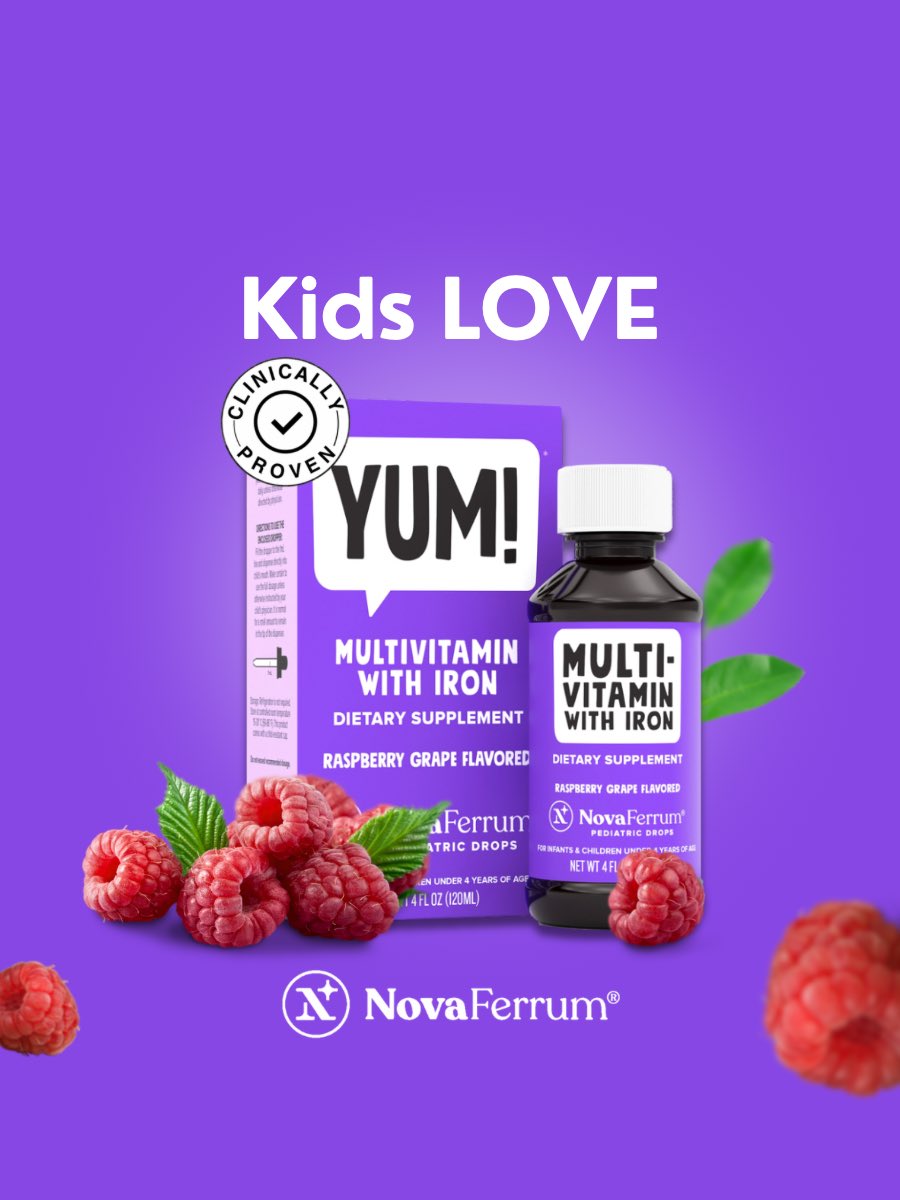 💜Our soo YUM! Multivitamin with Iron will have your little one smiling too! 

🌟Clinically Proven 
⭐️Sugar Free
🌟Designed just for infants and children under 4
⭐️Recommended by Pediatricians 

💜See for yourself why over 2 million families love NovaFerrum ⭐️⭐️⭐️⭐️⭐️
