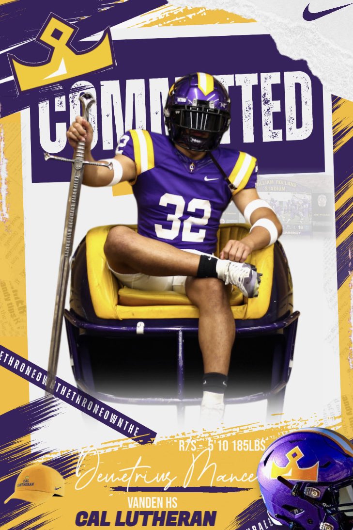 Extremely excited to announce I will be continuing my academic and athletic career at California Lutheran University! #AGTG #Committed 
<a href="/CLUCoachLugo/">Anthony Lugo</a> <a href="/CoachCaseyBlum/">Coach Blum</a> <a href="/CoachMeyer_/">Nick Meyer</a> <a href="/CheyneCaldwell/">Cheyne Caldwell</a> <a href="/9CoachWest9/">Coach Stanley “West” Burrage</a>