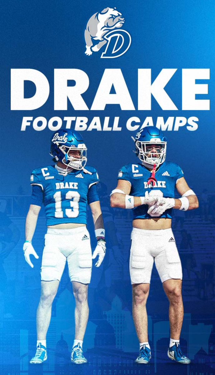 Thank you coach <a href="/Coach_VasquezAJ/">A.J. Vasquez</a> and <a href="/DrakeBulldogsFB/">Drake Football</a> for the camp invite #AGTG