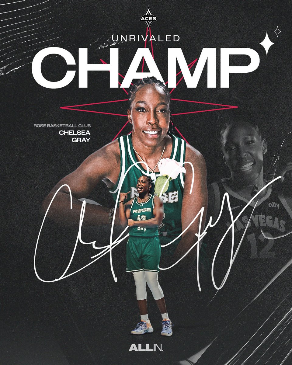 Las Vegas Aces (@lvaces) on Twitter photo πππππππππ
Congratulations, <a href="/cgray209/">Chelsea Gray</a> and Rose BC on winning the first-ever <a href="/Unrivaledwbb/">Unrivaled Basketball</a> championship! ππΉ πππππππππ
Congratulations, <a href="/cgray209/">Chelsea Gray</a> and Rose BC on winning the first-ever <a href="/Unrivaledwbb/">Unrivaled Basketball</a> championship! ππΉ