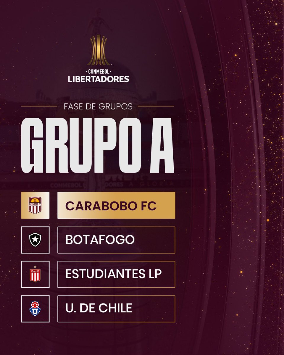 𝙉𝙪𝙚𝙨𝙩𝙧𝙤𝙨 𝙧𝙞𝙫𝙖𝙡𝙚𝙨 𝙚𝙣 𝙡𝙖 <a href="/LibertadoresBR/">CONMEBOL Libertadores</a> 🏆🌎

<a href="/Botafogo/">Botafogo F.R.</a> 🇧🇷

<a href="/EdelpOficial/">Estudiantes de La Plata</a> 🇦🇷

<a href="/udechile/">Universidad de Chile</a> 🇨🇱

¡𝑽𝒂𝒎𝒐𝒔 𝒕𝒐𝒅𝒐𝒔 𝑱𝑼𝑵𝑻𝑶𝑺 𝒑𝒐𝒓 𝒍𝒂 #GloriaEterna! 🫀🇱🇻

#MasGranate
#CaraboboEsGranate