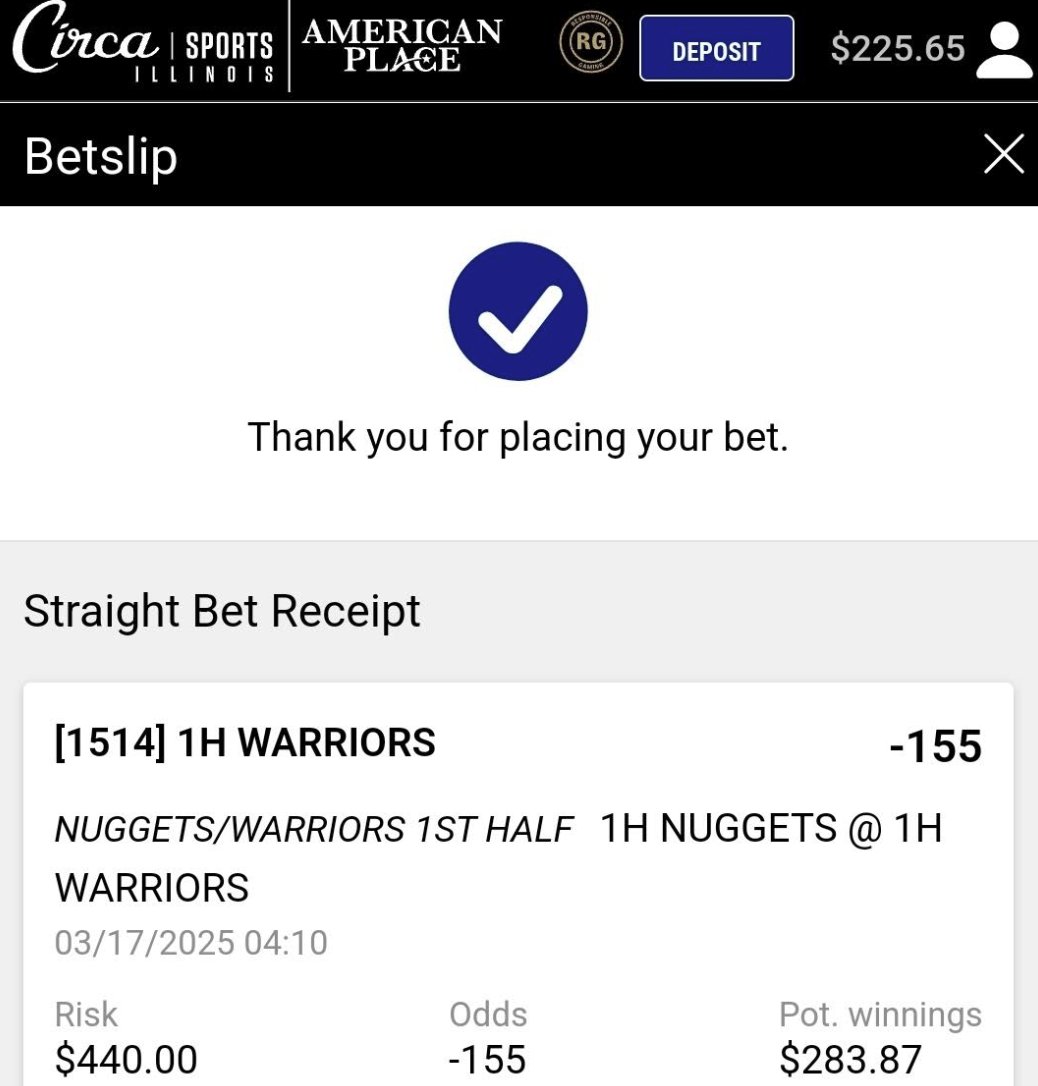 thedaybettor's tweet image. Quick $56+with @OddsJam pregame arbitrage tool! 💰
Nuggets 1H Moneyline - Wager $227.27 on Fanduel
Payout = $727.26
Warriors - Wager $440 on Circa
Payout = $723.87
Total wager = $667.27
Total payout = $727.26 or $723.87
Profit = $59.99 or $56.60
oddsjam.com/?ref=thedaybet…
Code:…
